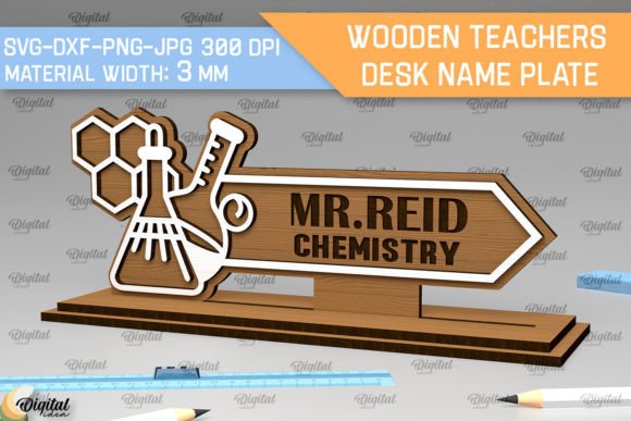 Chemistry Teacher Desk Name Plate Laser Cutting Stands