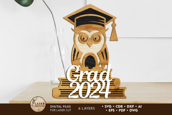 Graduation Owl Laser Cut Template for Stands