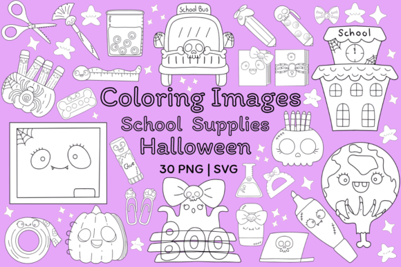 Halloween School Supplies Graphics for Coloring Pages Amp