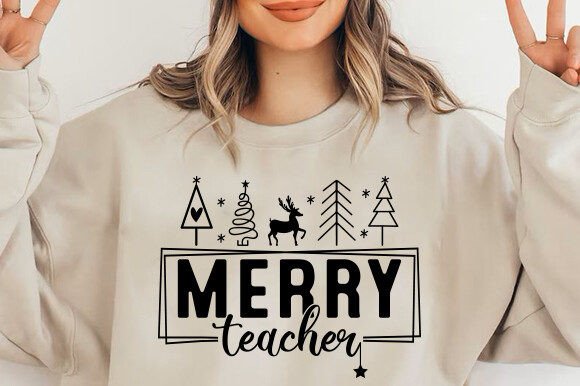 Merry Teacher SVG: Graphics for T-Shirt Designs