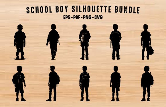School Boy Vector PNG Clipart Bundle: Graphics & Illustrations